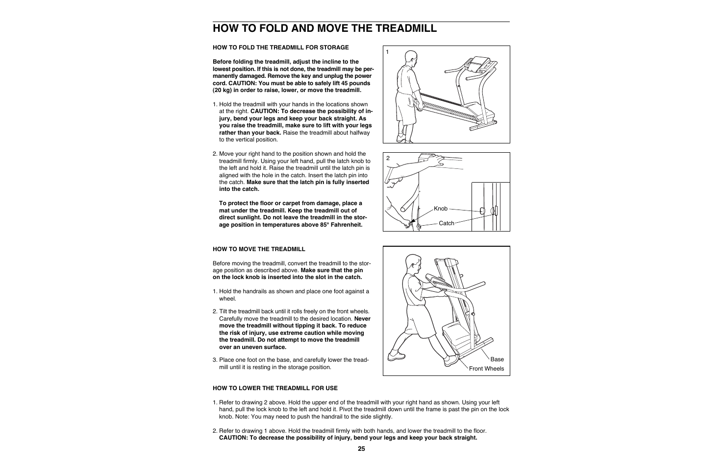 How to fold and move the treadmill | NordicTrack NTTL11990 User Manual | Page 25 / 34
