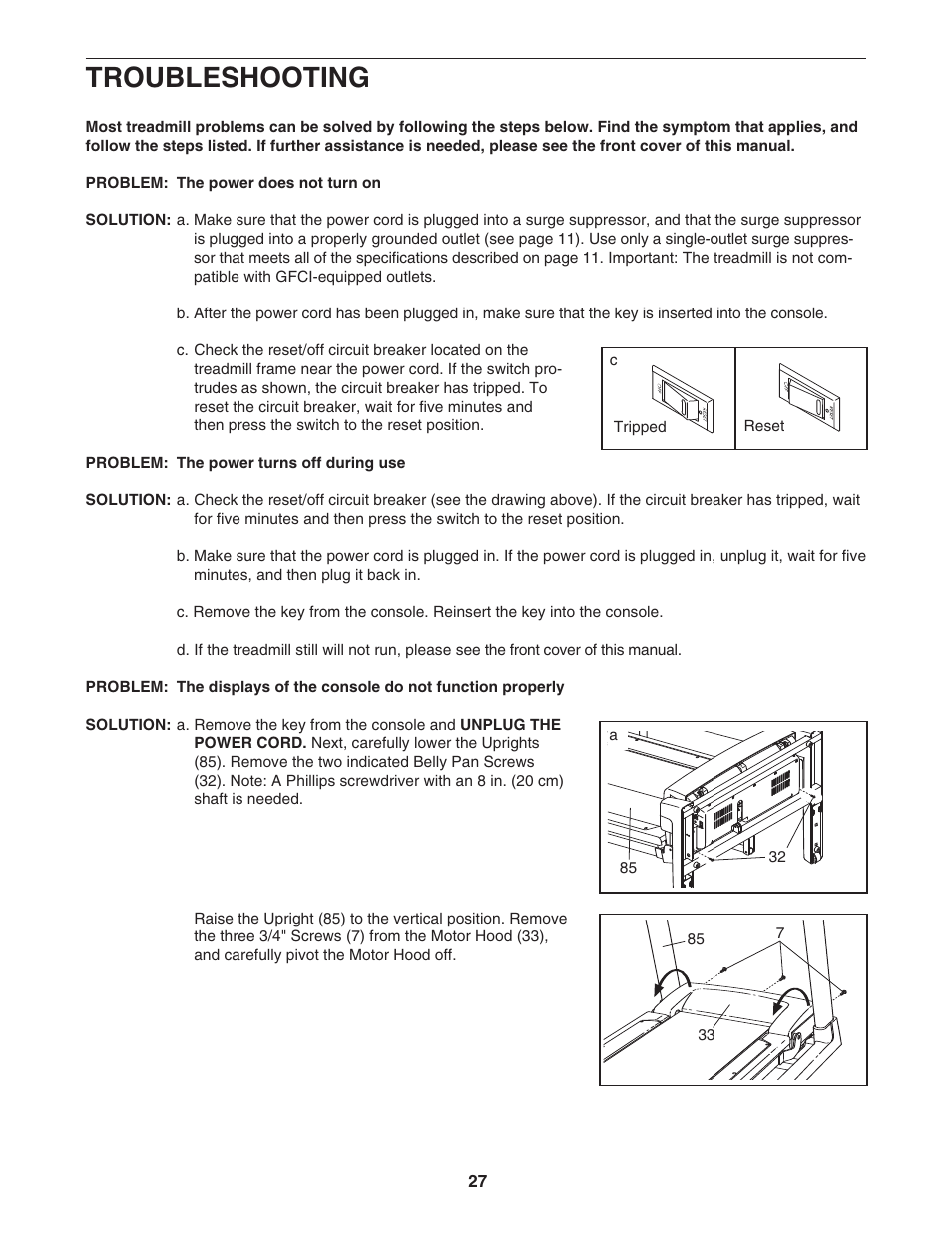 Troubleshooting | NordicTrack C2400 30703.0 User Manual | Page 27 / 36