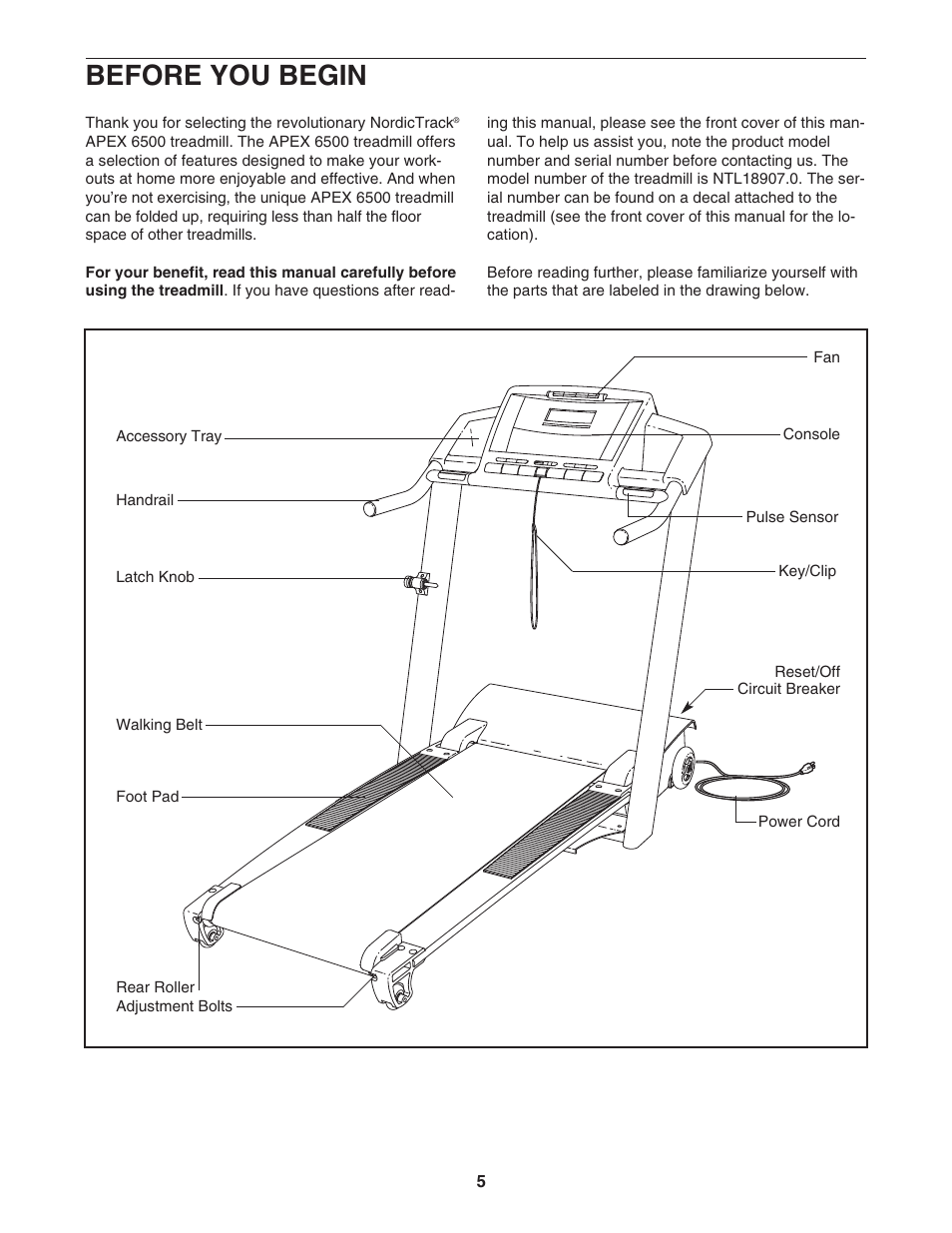 Before you begin | NordicTrack APEX 6500 NTL18907.0 User Manual | Page 5 / 36