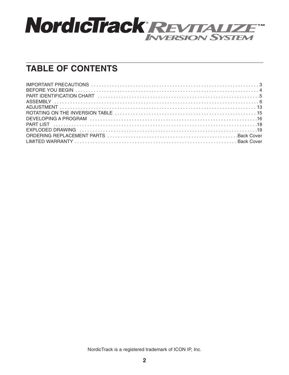 NordicTrack 831.14595.1 User Manual | Page 2 / 20