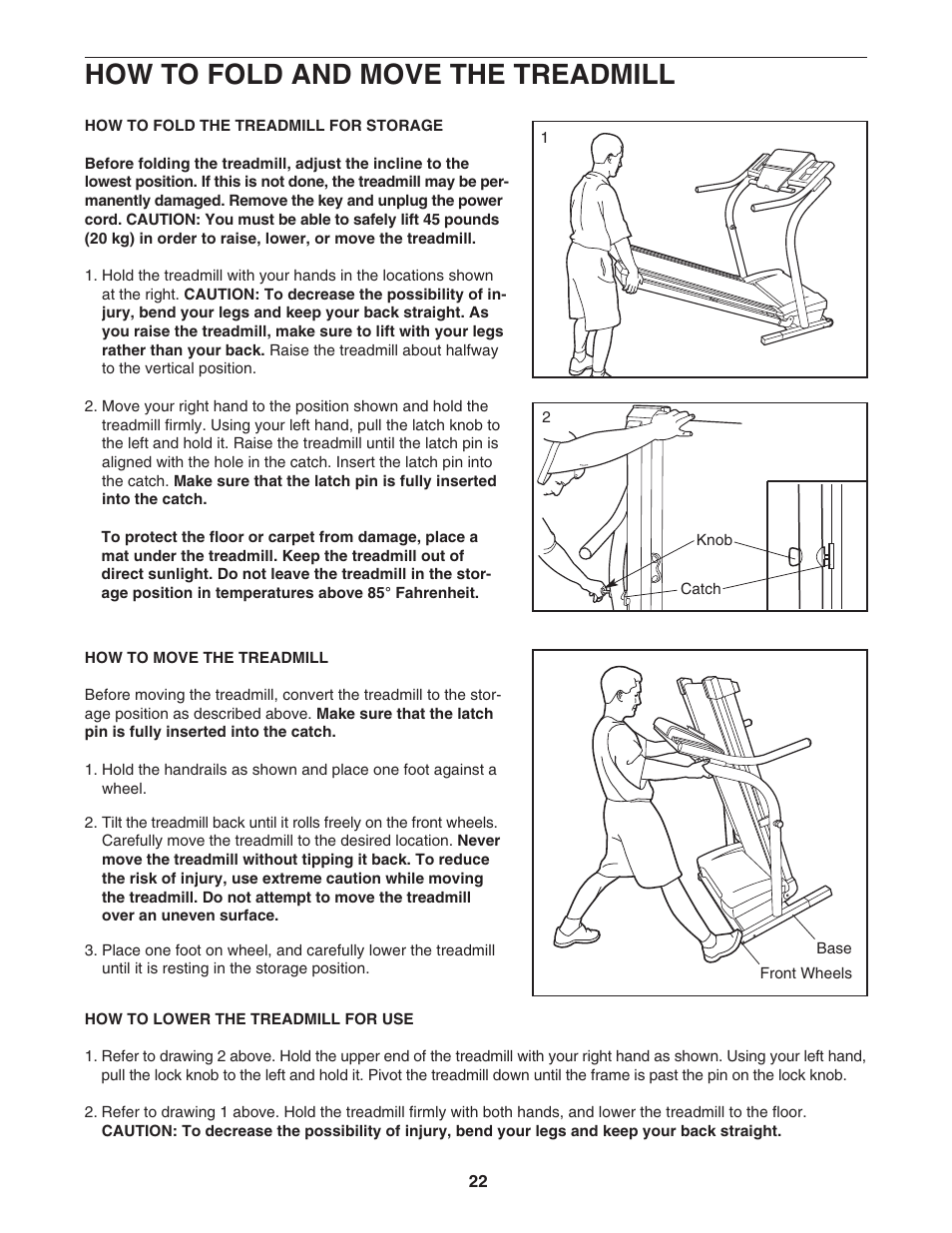 How to fold and move the treadmill | NordicTrack NTTL09712 User Manual | Page 22 / 30