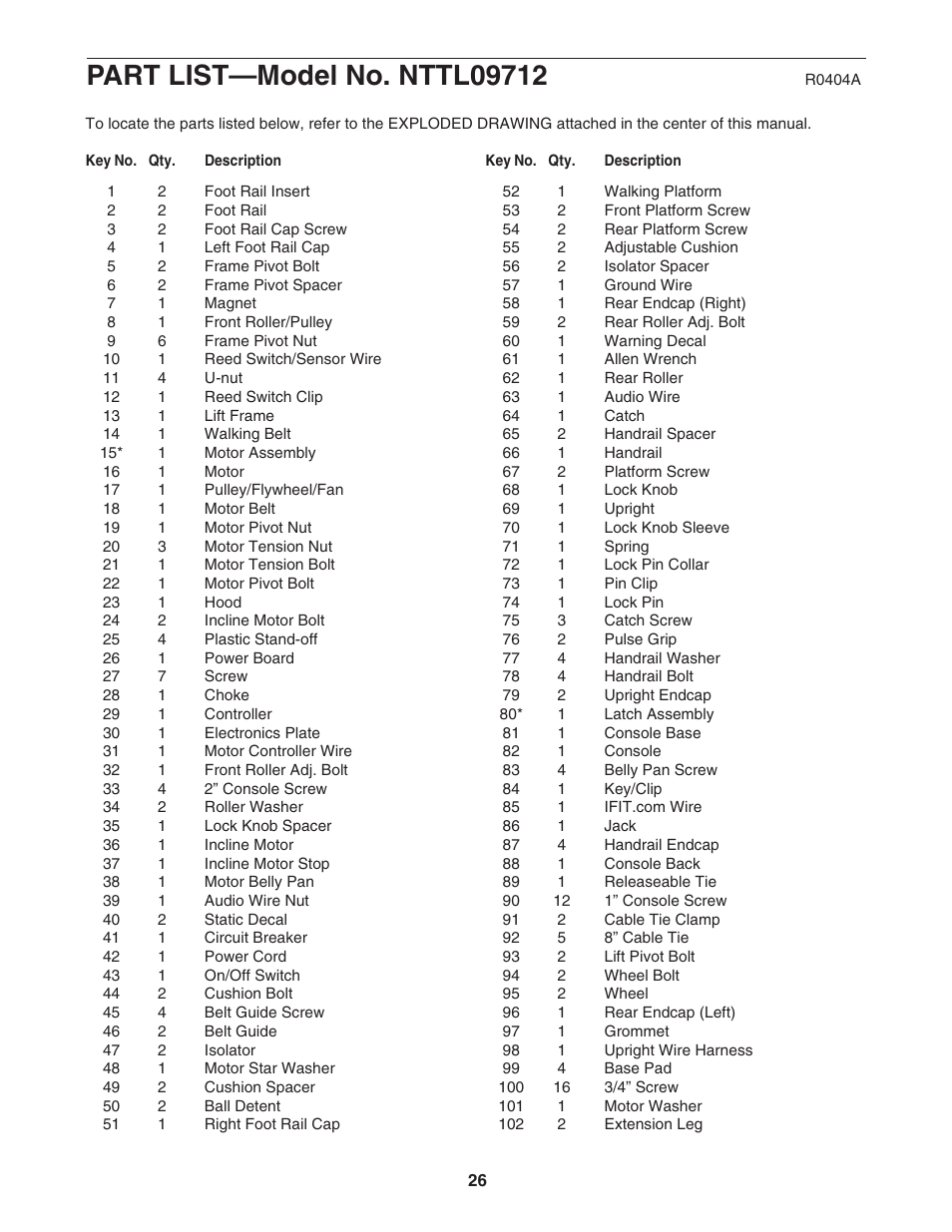 NordicTrack NTTL09712 User Manual | Page 26 / 30