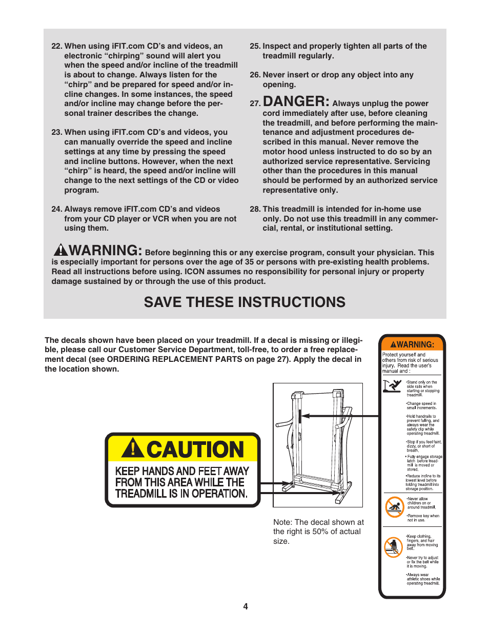 Danger, Warning, Save these instructions | NordicTrack NTTL09712 User Manual | Page 4 / 30