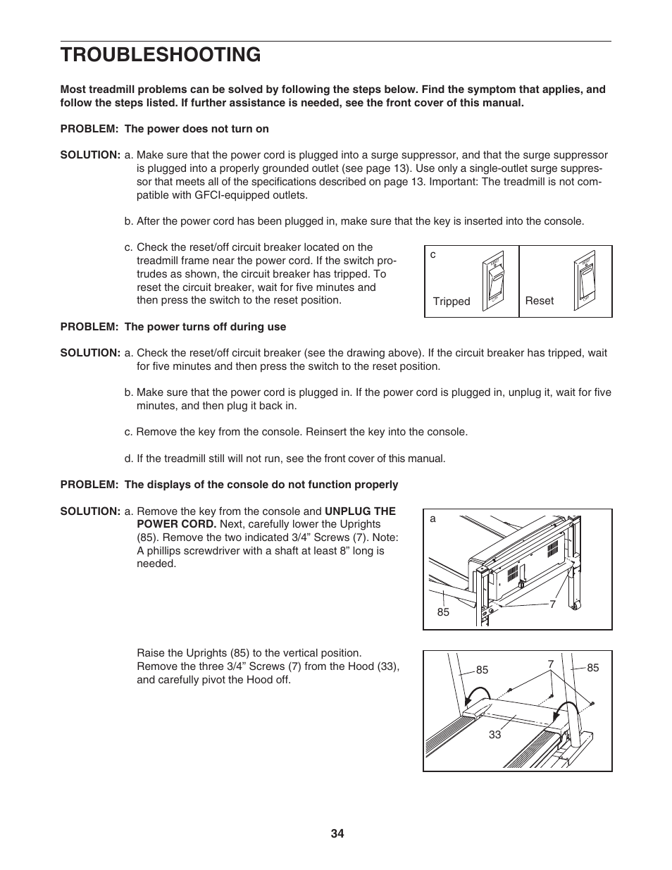 Troubleshooting | NordicTrack TREADMILL NTL14905.3 User Manual | Page 34 / 42