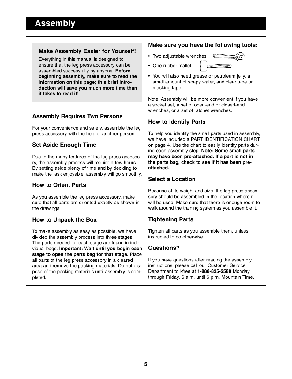 Assembly | NordicTrack NTSA03990 User Manual | Page 5 / 16