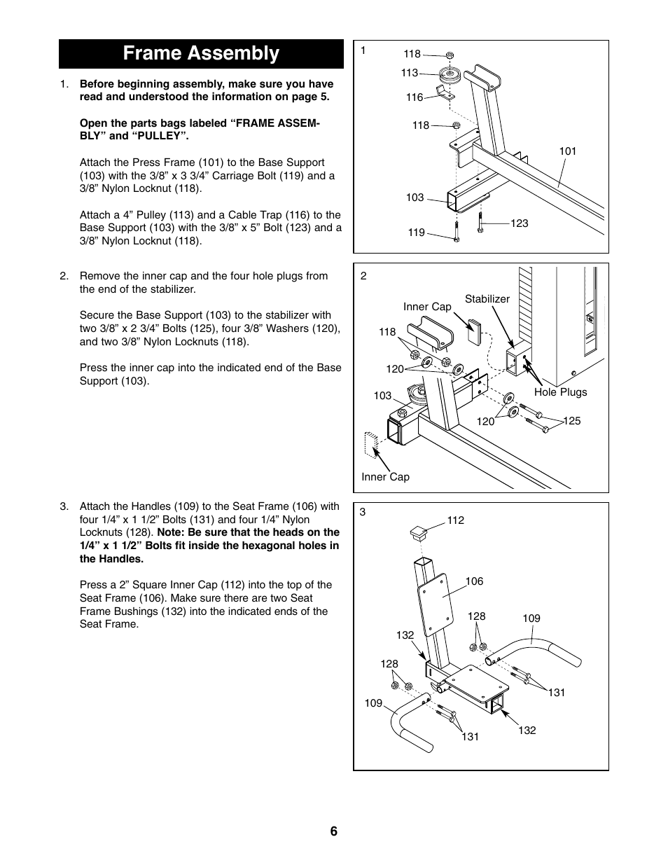 Frame assembly | NordicTrack NTSA03990 User Manual | Page 6 / 16