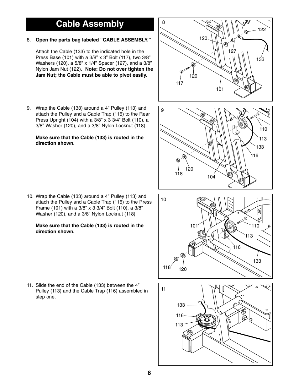 Cable assembly | NordicTrack NTSA03990 User Manual | Page 8 / 16