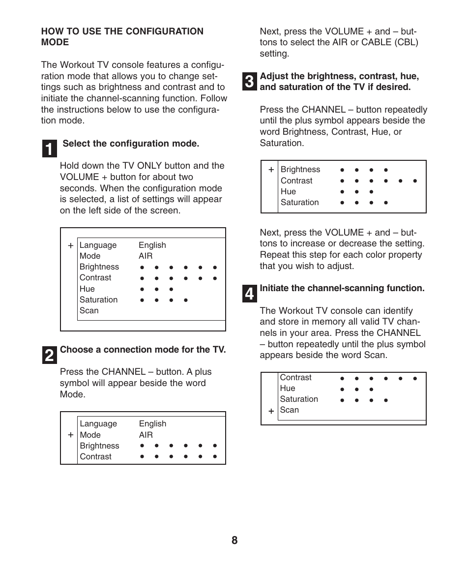 NordicTrack Workout TV Console User Manual | Page 8 / 12
