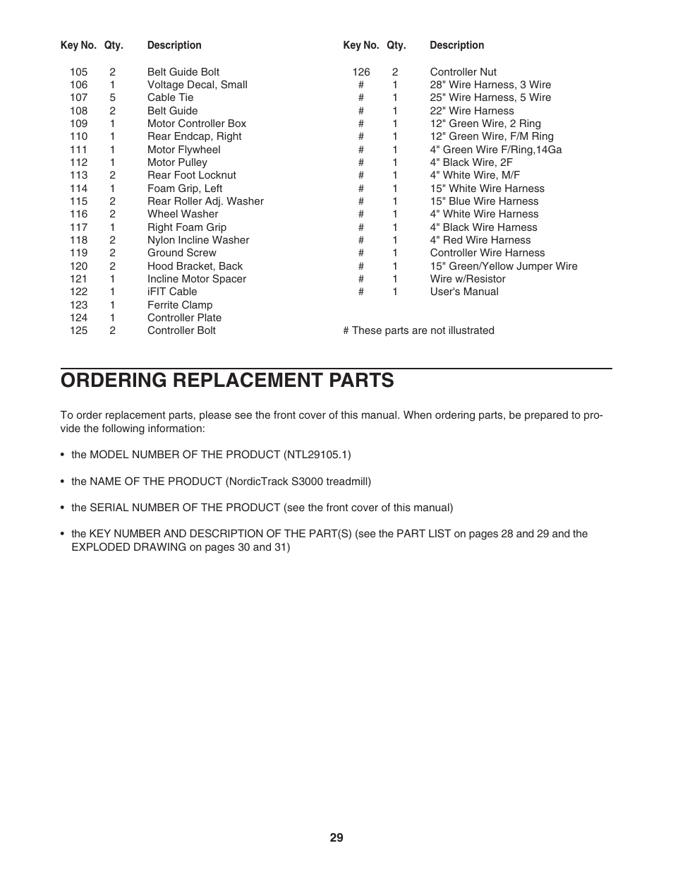 Ordering replacement parts | NordicTrack NTL29105.1 User Manual | Page 29 / 32