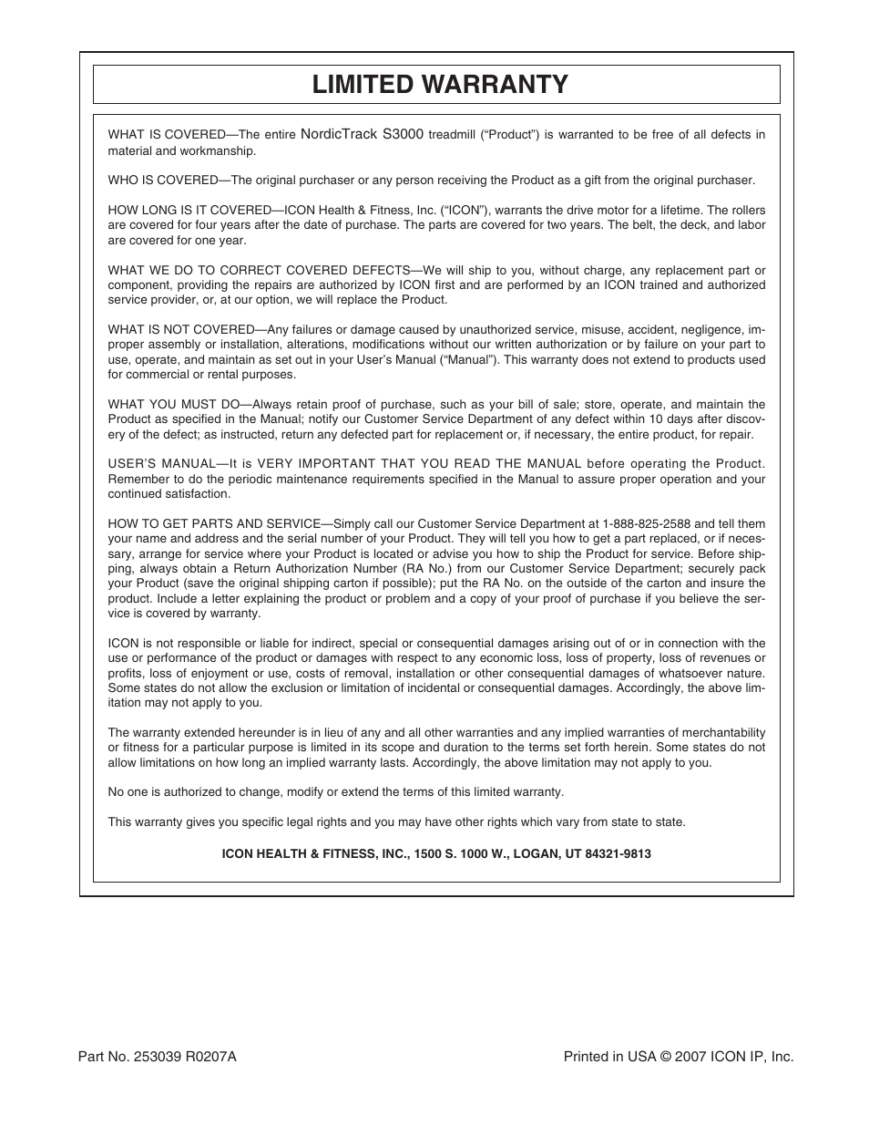 Limited warranty | NordicTrack NTL29105.1 User Manual | Page 32 / 32