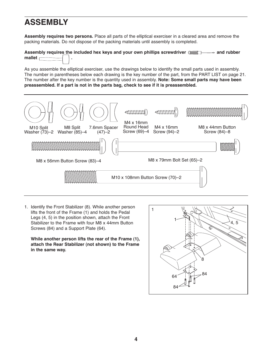 Assembly | NordicTrack CX 938 elliptical exerciser 30621.0 User Manual | Page 4 / 24
