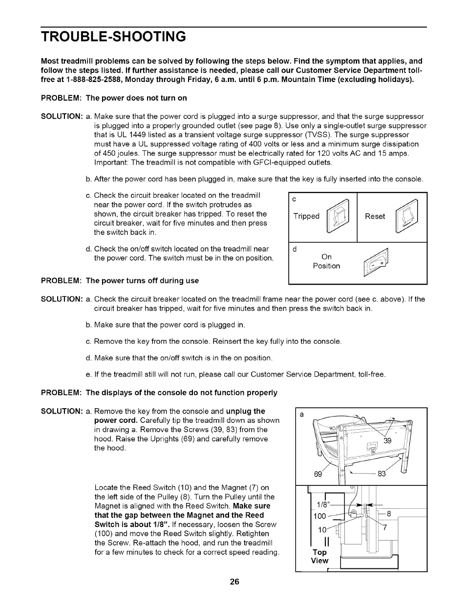 Trouble-shooting, Problem: the power does not turn on, Problem: the power turns off during use | NordicTrack NTTL17900 User Manual | Page 26 / 34