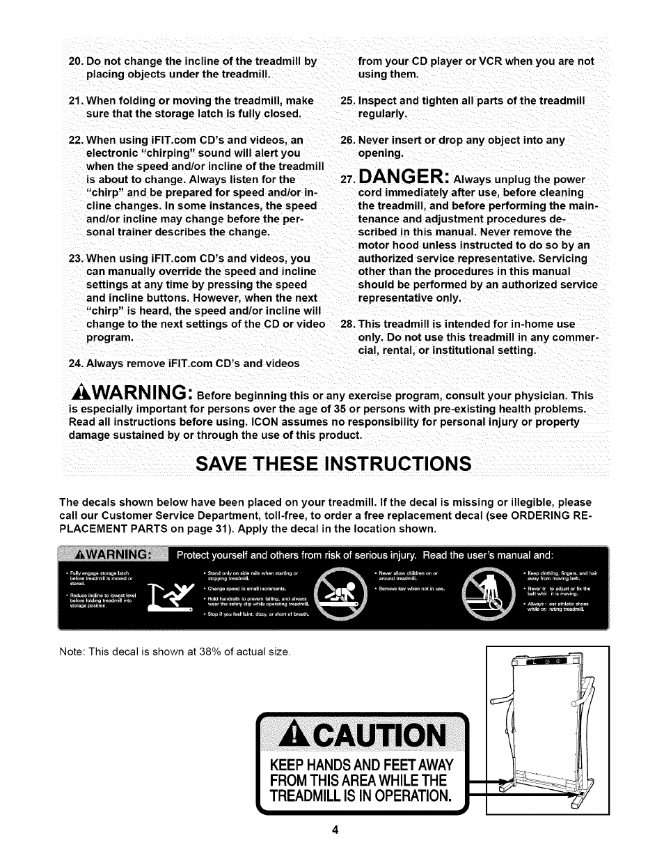 Save these instructions, Danger, Awarning | NordicTrack NTTL17900 User Manual | Page 4 / 34