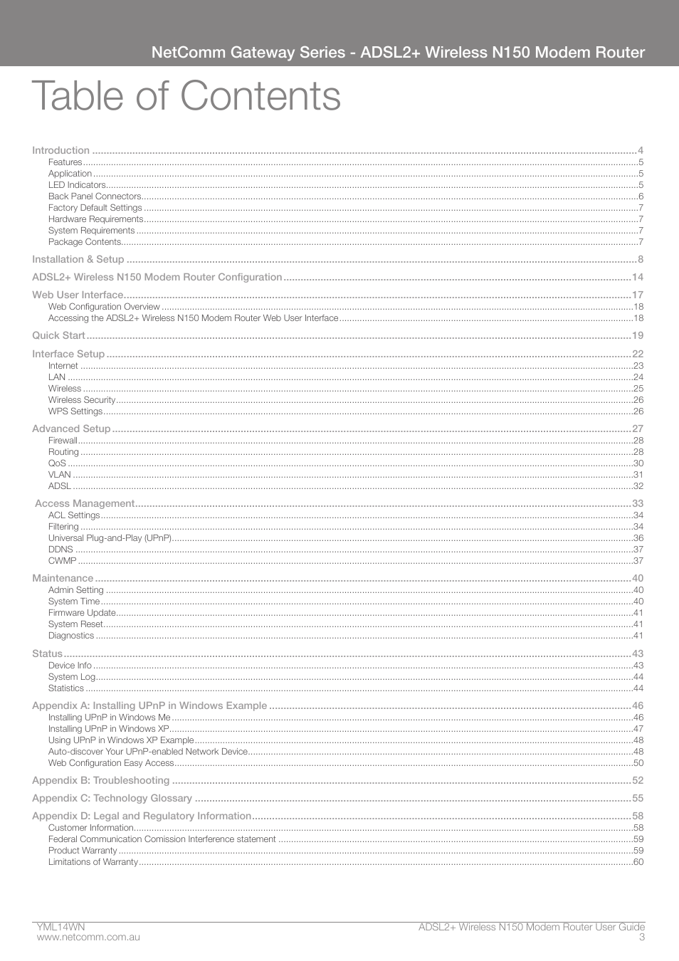 NordicTrack N150 User Manual | Page 3 / 61