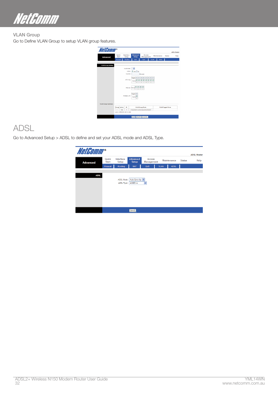 Adsl | NordicTrack N150 User Manual | Page 32 / 61