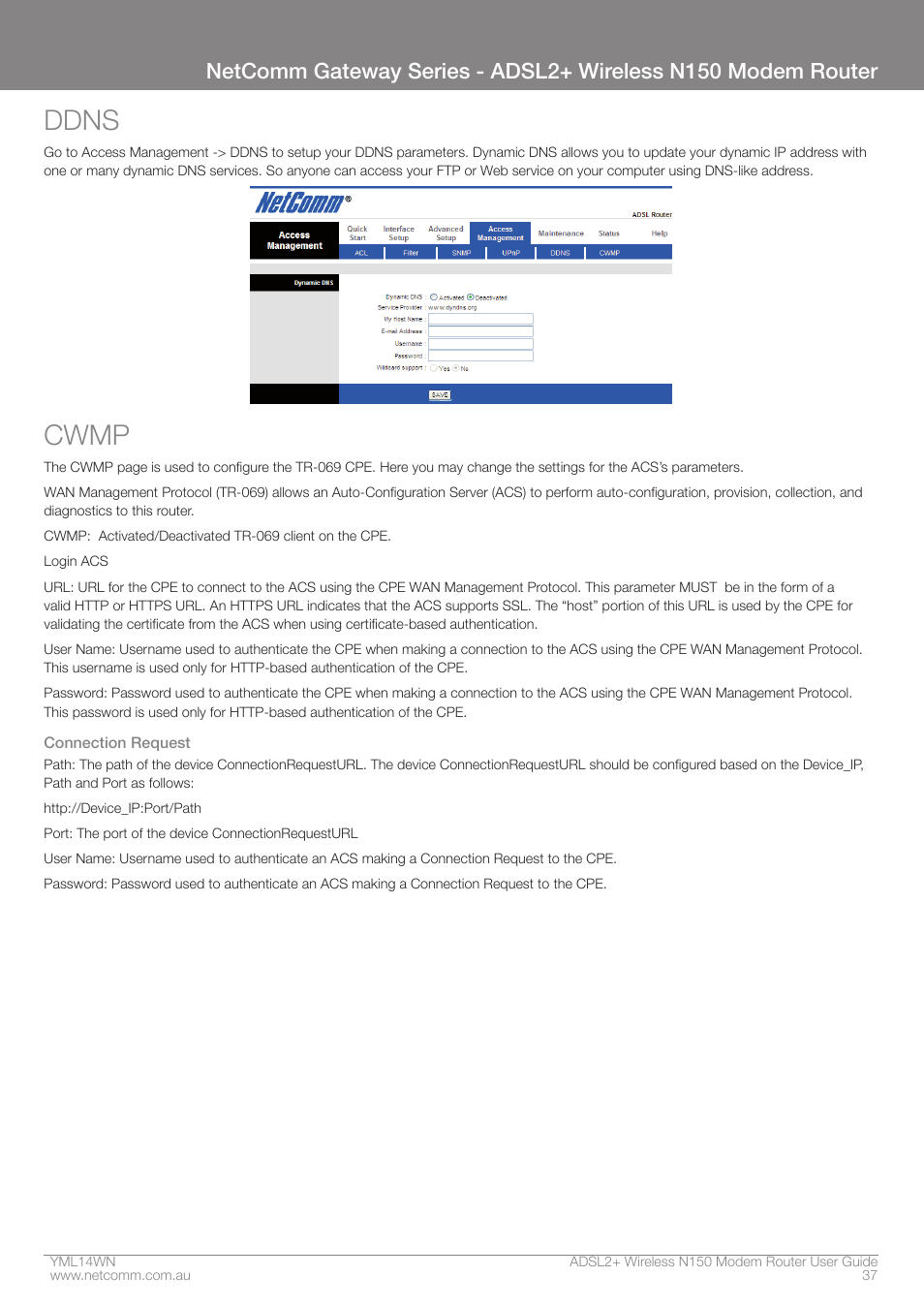 Ddns, Cwmp | NordicTrack N150 User Manual | Page 37 / 61