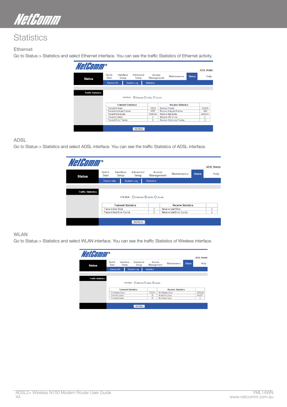 Statistics | NordicTrack N150 User Manual | Page 44 / 61