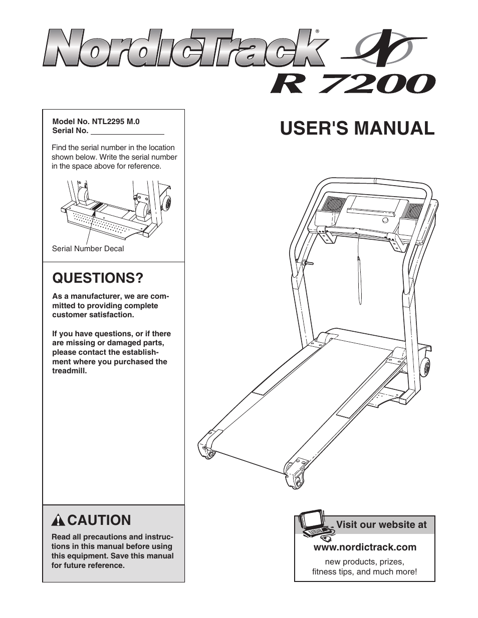 NordicTrack R 7200 treadmill NTL2295 M.0 User Manual | 38 pages