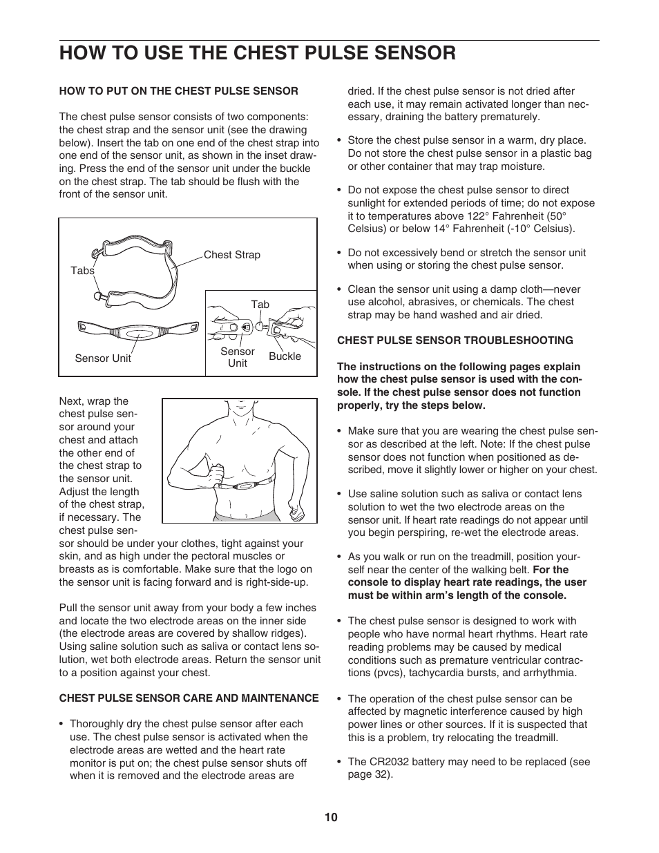 How to use the chest pulse sensor | NordicTrack R 7200 treadmill NTL2295 M.0 User Manual | Page 10 / 38