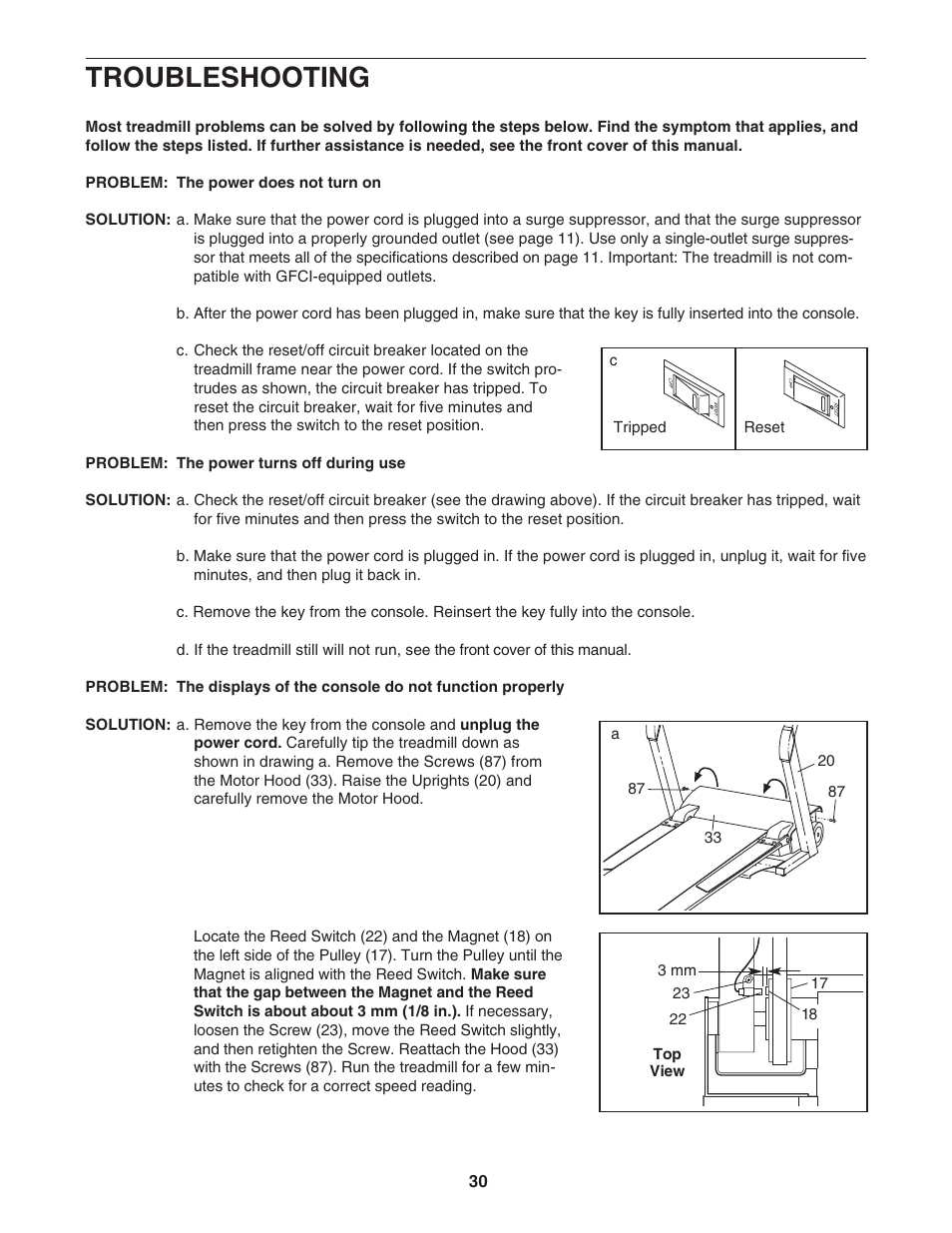 Troubleshooting | NordicTrack R 7200 treadmill NTL2295 M.0 User Manual | Page 30 / 38