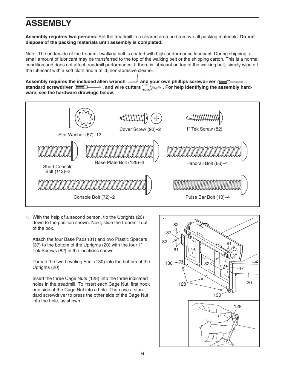 Assembly | NordicTrack R 7200 treadmill NTL2295 M.0 User Manual | Page 6 / 38