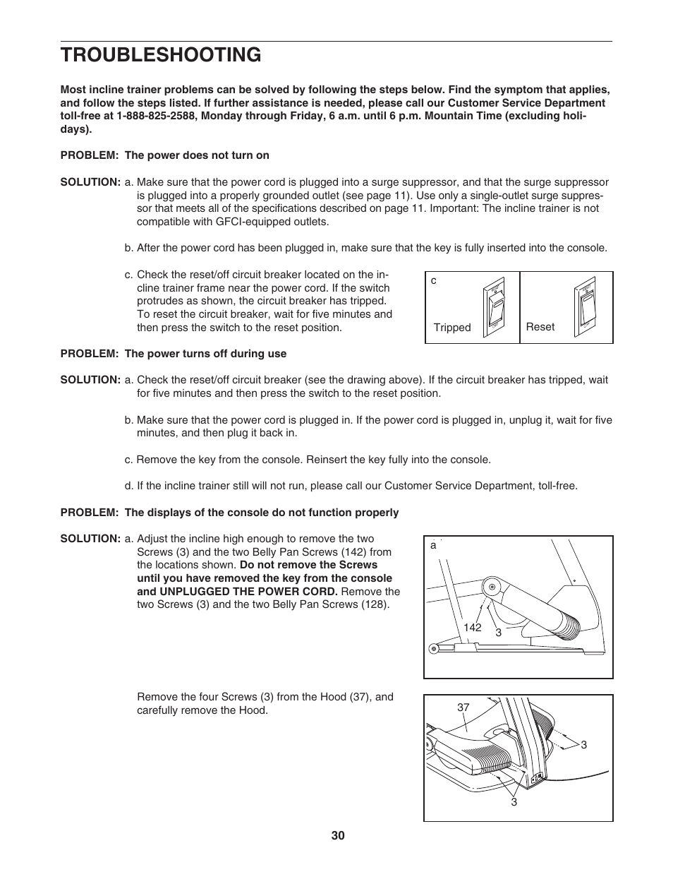 Troubleshooting | NordicTrack Incline Trainer NTK14940 User Manual | Page 30 / 38