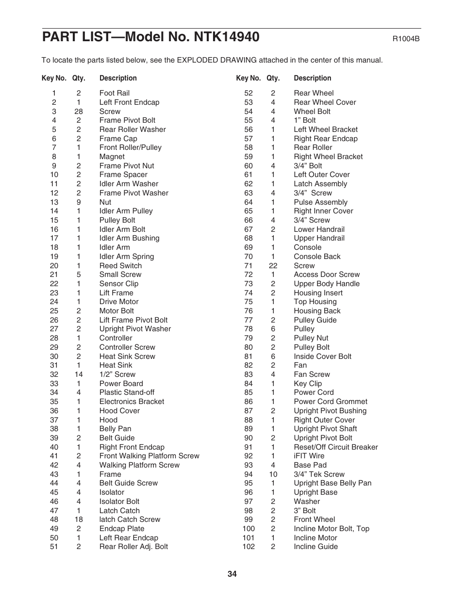 NordicTrack Incline Trainer NTK14940 User Manual | Page 34 / 38