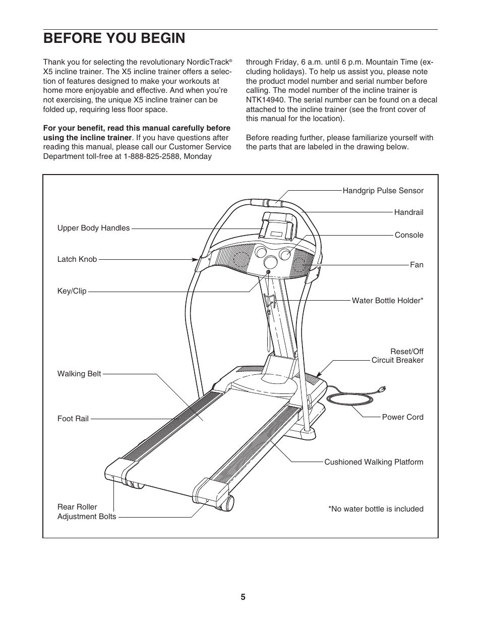 Before you begin | NordicTrack Incline Trainer NTK14940 User Manual | Page 5 / 38