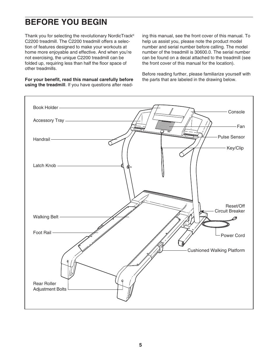 Before you begin | NordicTrack C2200 30600.0 User Manual | Page 5 / 34