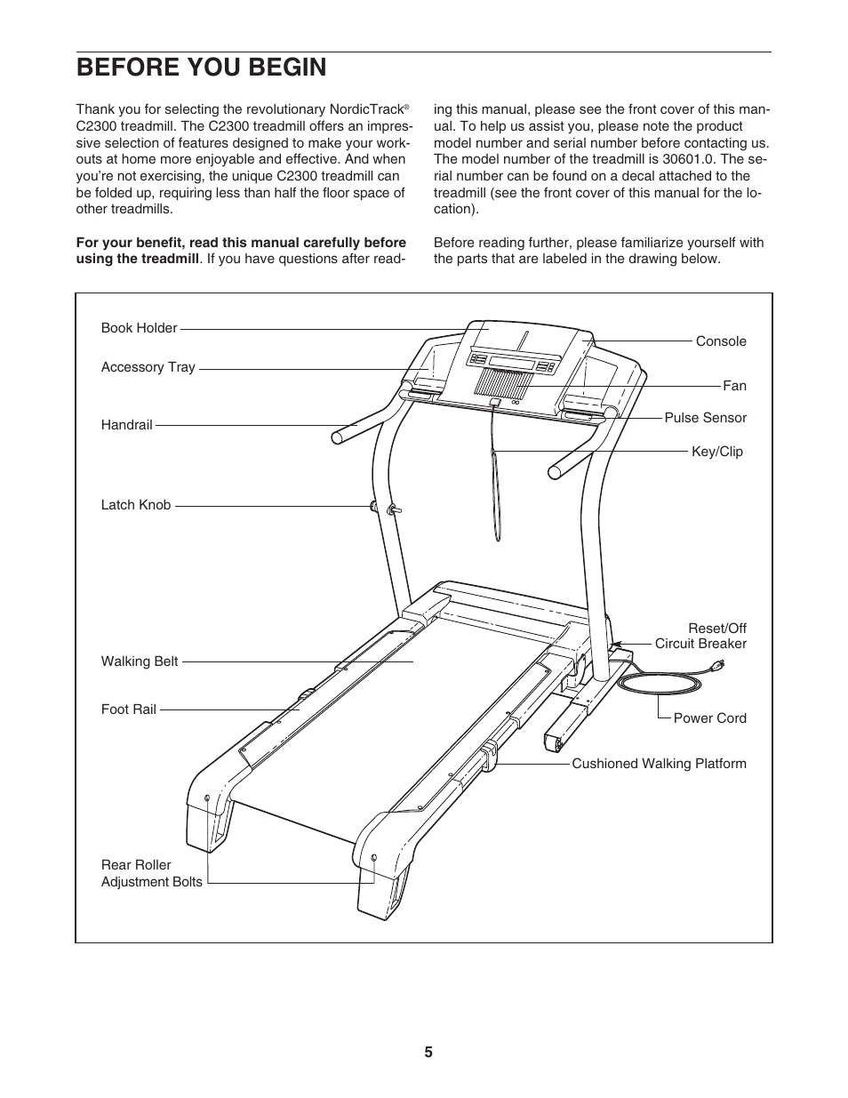 Before you begin | NordicTrack C2300 30601.0 User Manual | Page 5 / 38