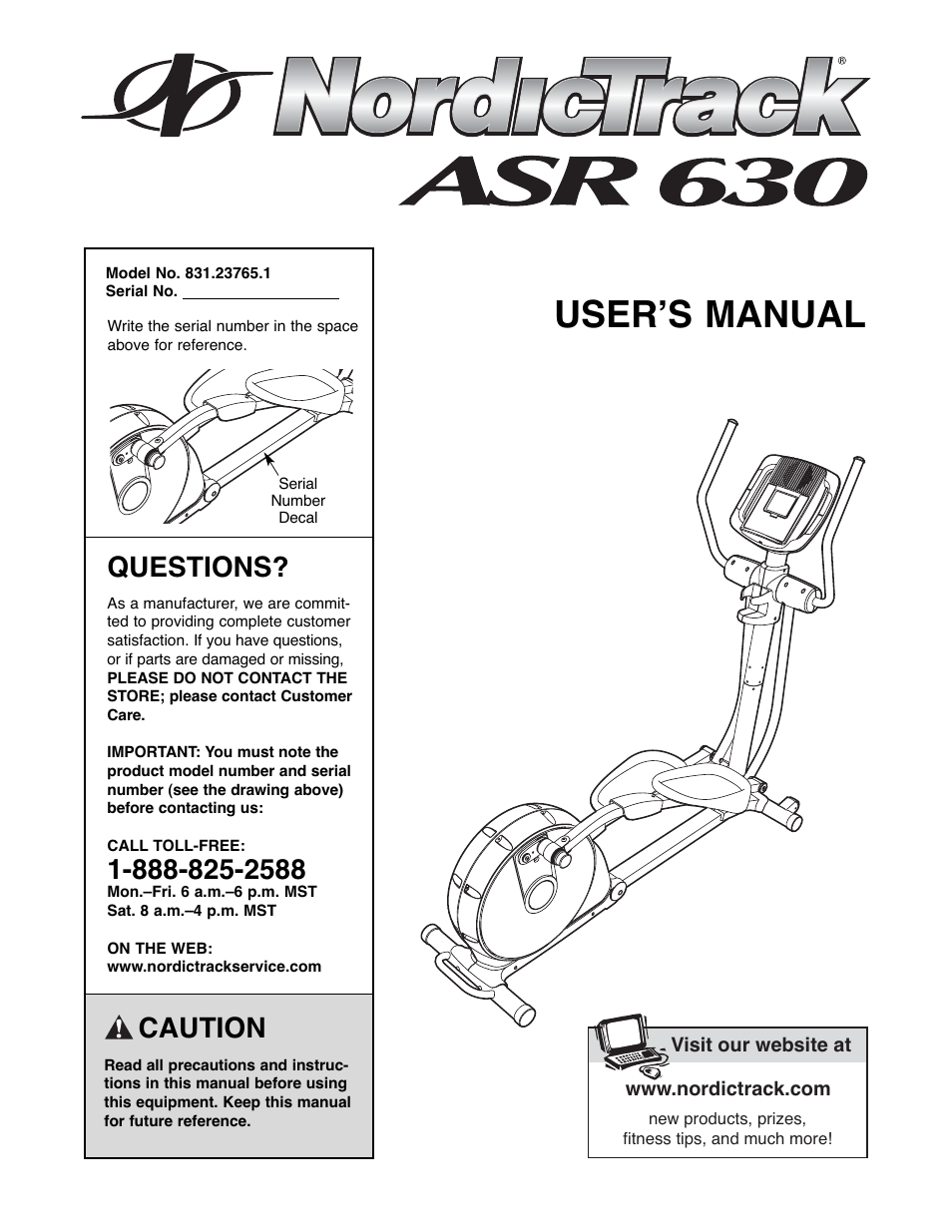 NordicTrack ASR630 831.23765.1 User Manual | 28 pages