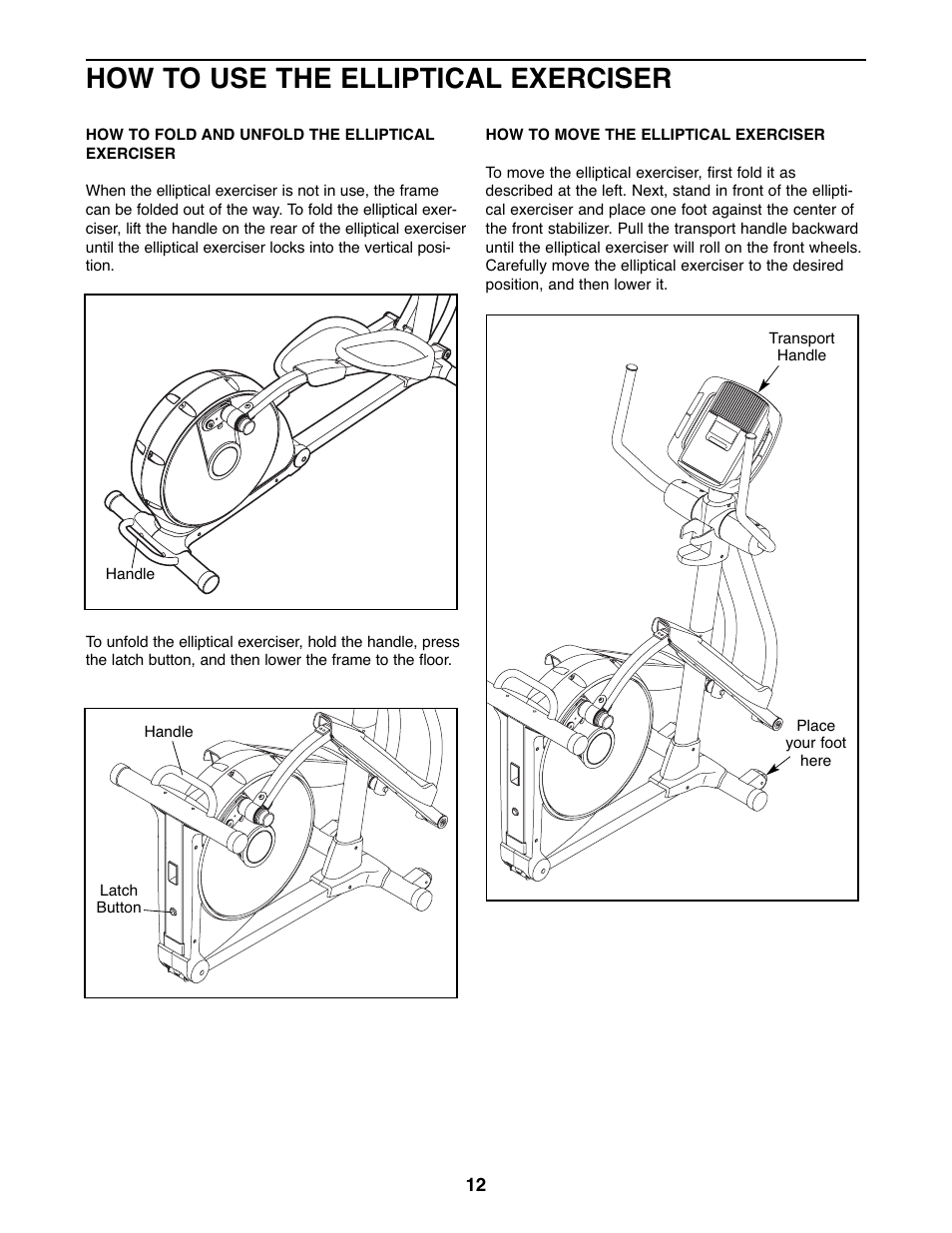 How to use the elliptical exerciser | NordicTrack ASR630 831.23765.1 User Manual | Page 12 / 28