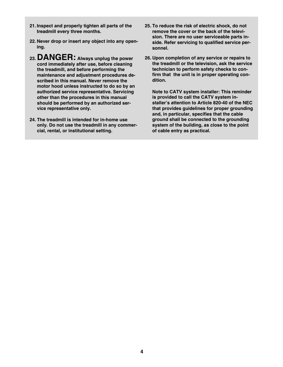 Danger | NordicTrack NTL21905.2 User Manual | Page 4 / 38