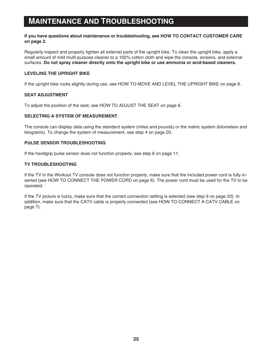 Aintenance and, Roubleshooting | NordicTrack 9600 User Manual | Page 26 / 35