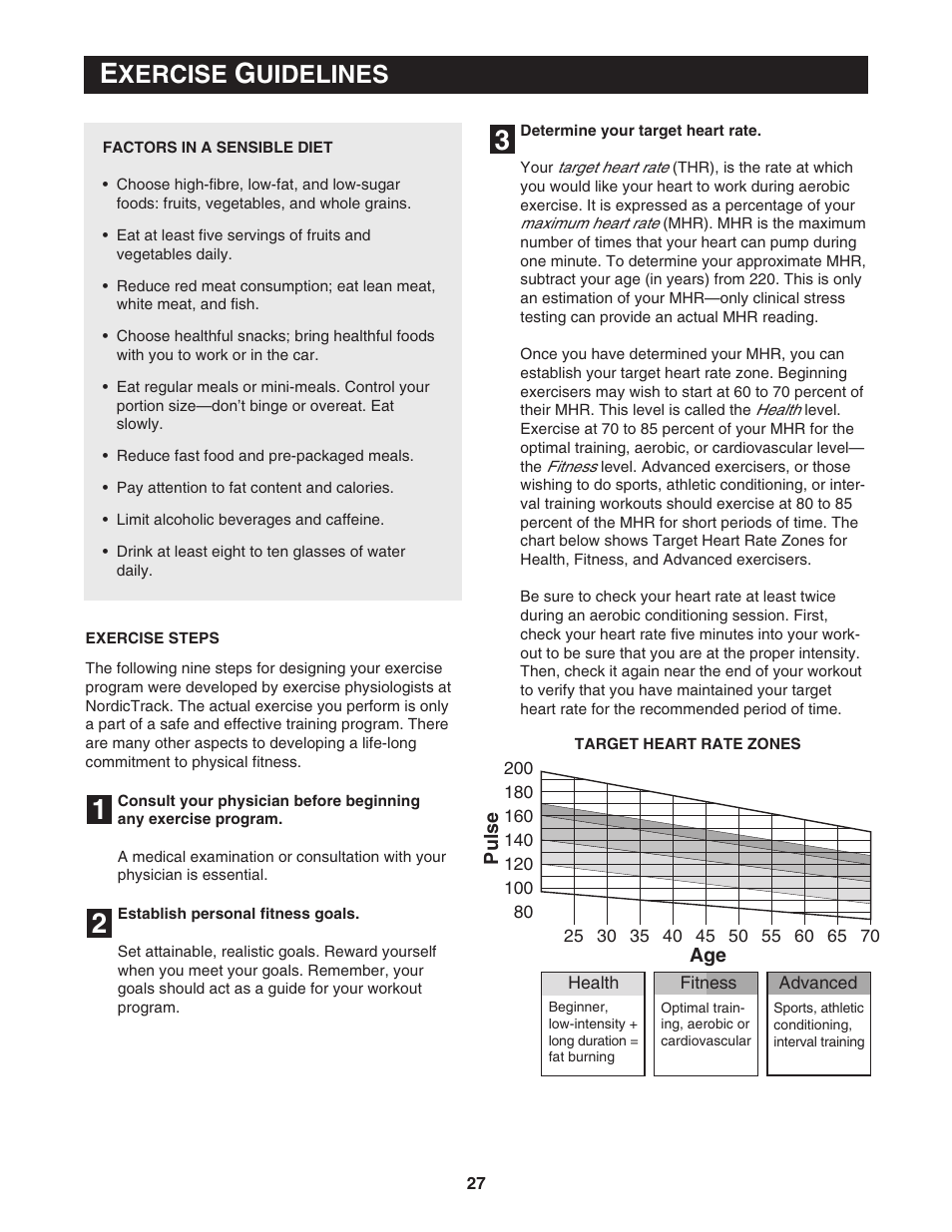 Xercise, Uidelines | NordicTrack 9600 User Manual | Page 28 / 35