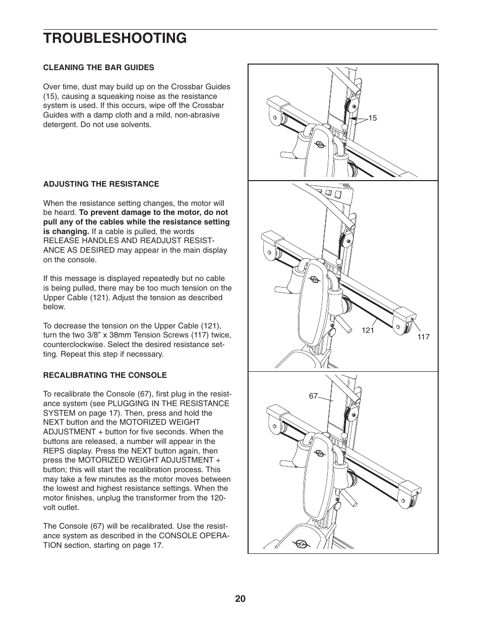 Troubleshooting | NordicTrack FUTURA NTS78740 User Manual | Page 20 / 27