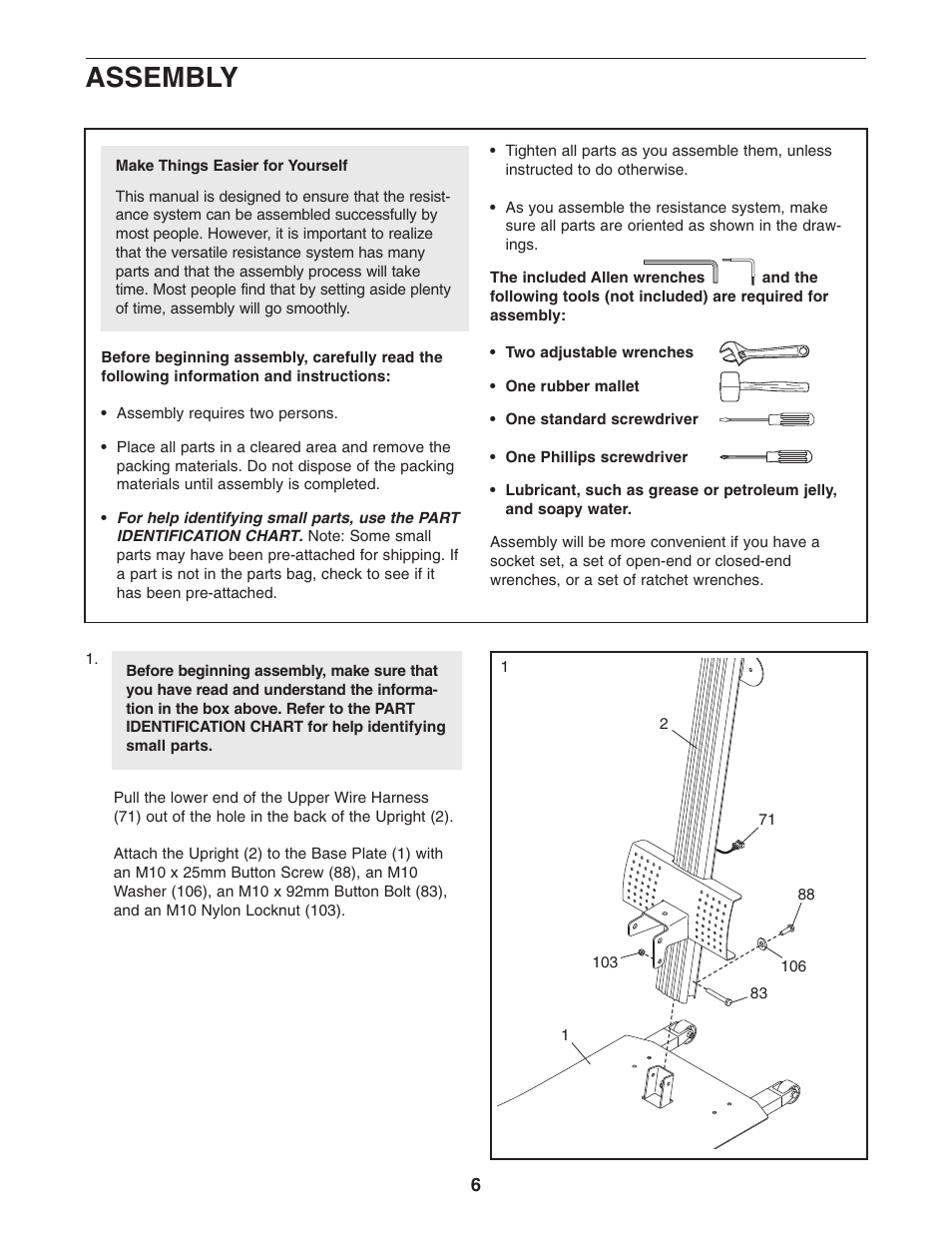 Assembly | NordicTrack FUTURA NTS78740 User Manual | Page 6 / 27