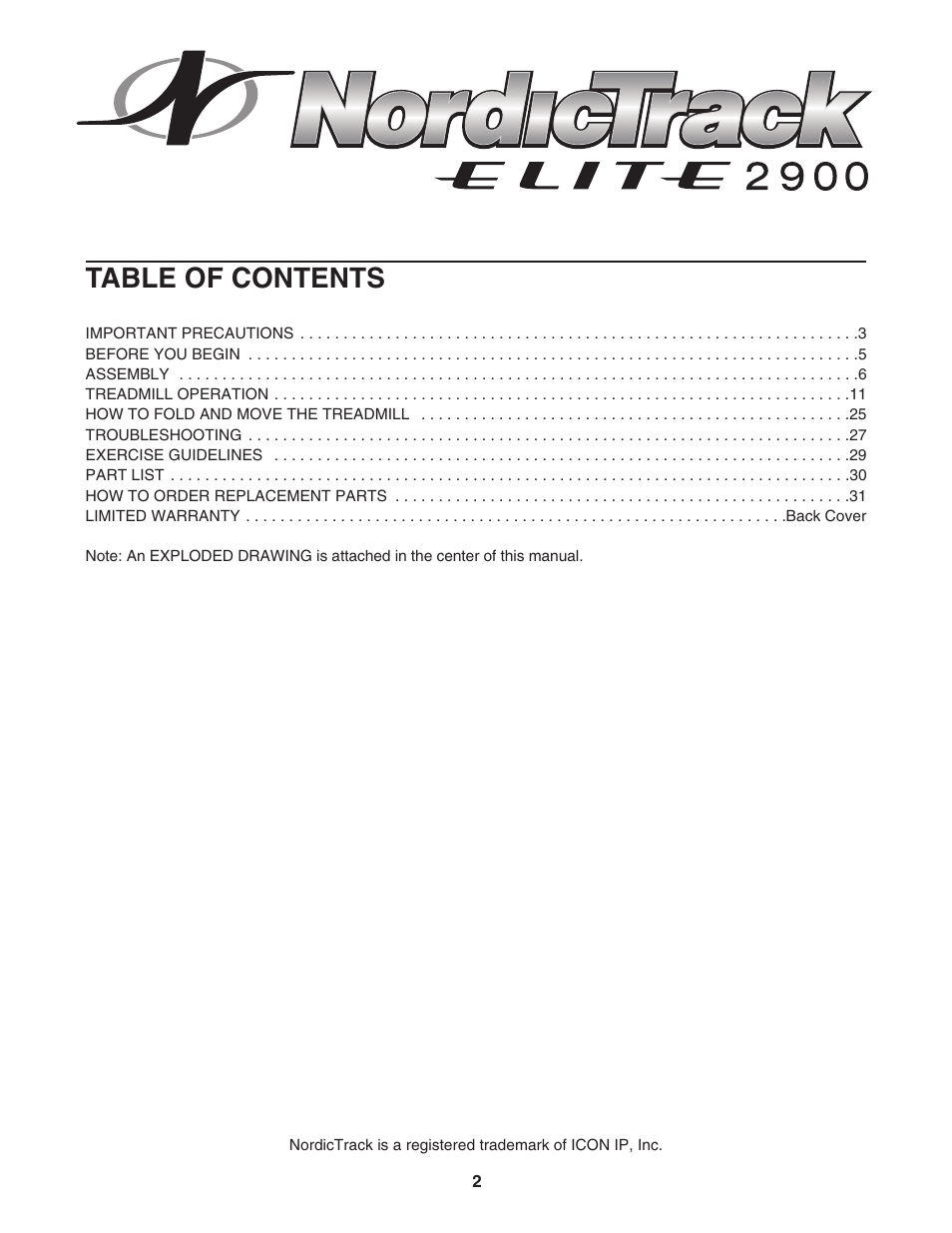 NordicTrack ELITE NTL16905.1 User Manual | Page 2 / 34