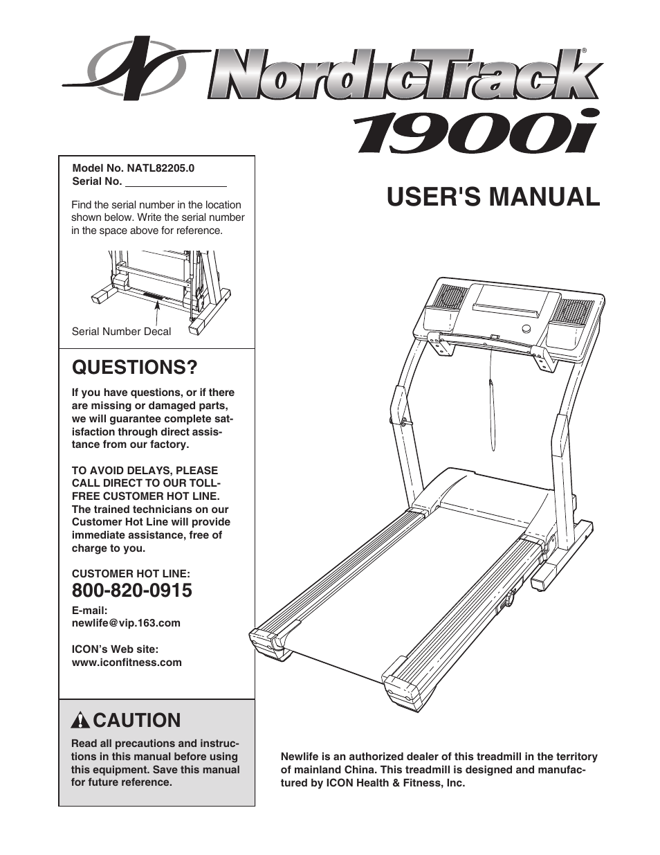 NordicTrack 1900i NATL82205.0 User Manual | 38 pages