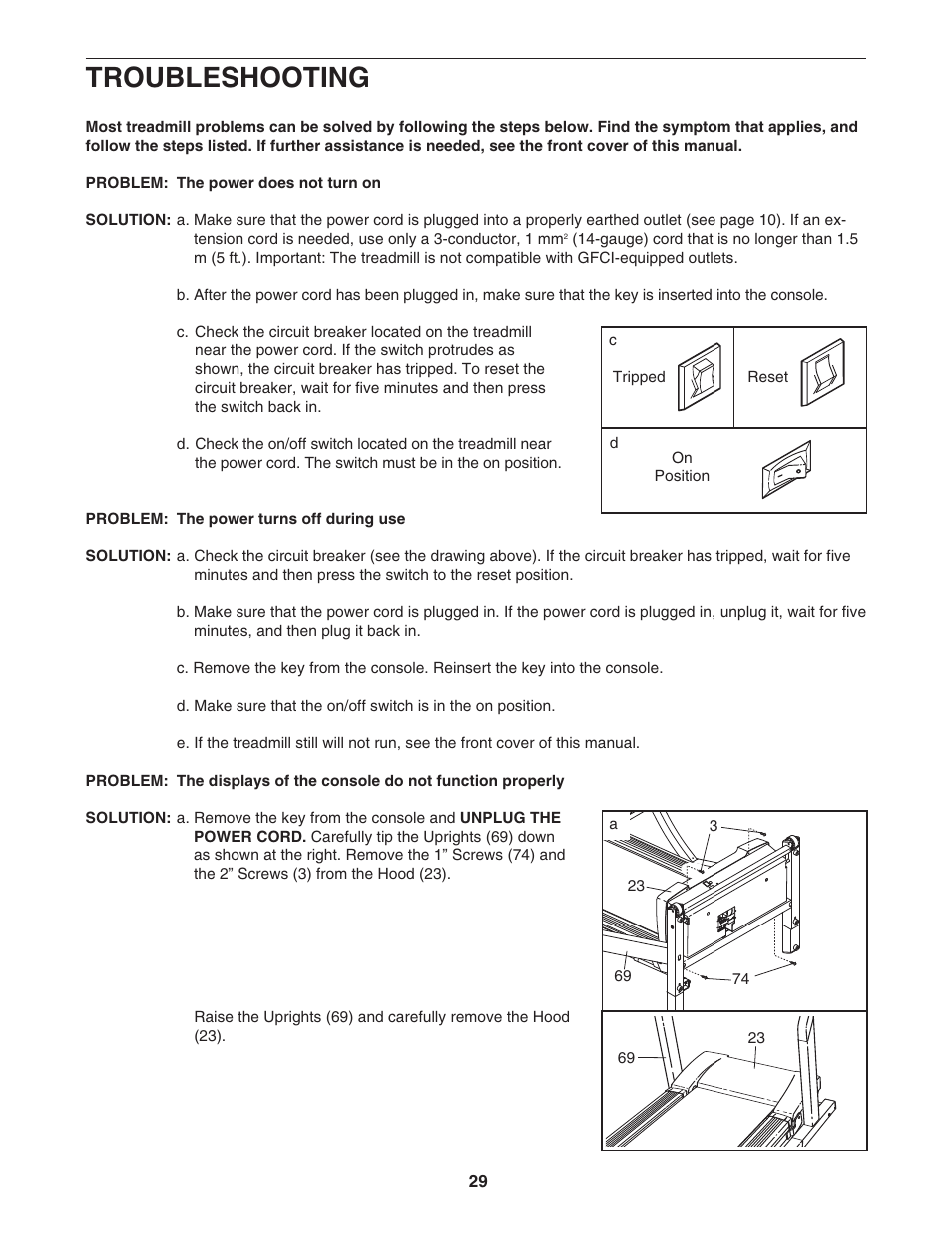 Troubleshooting | NordicTrack 1900i NATL82205.0 User Manual | Page 29 / 38