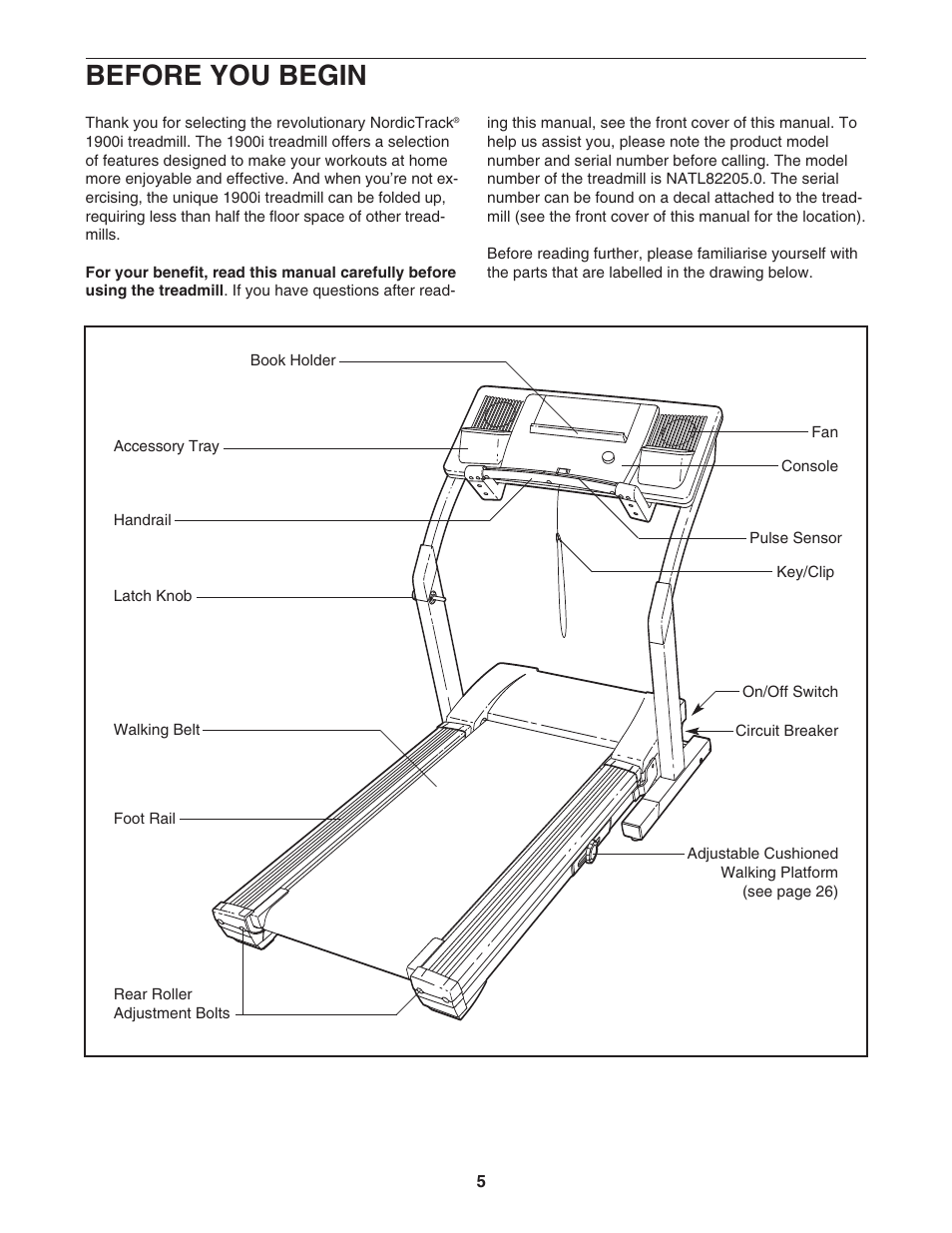 Before you begin | NordicTrack 1900i NATL82205.0 User Manual | Page 5 / 38