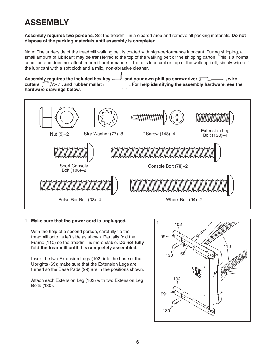 Assembly | NordicTrack 1900i NATL82205.0 User Manual | Page 6 / 38