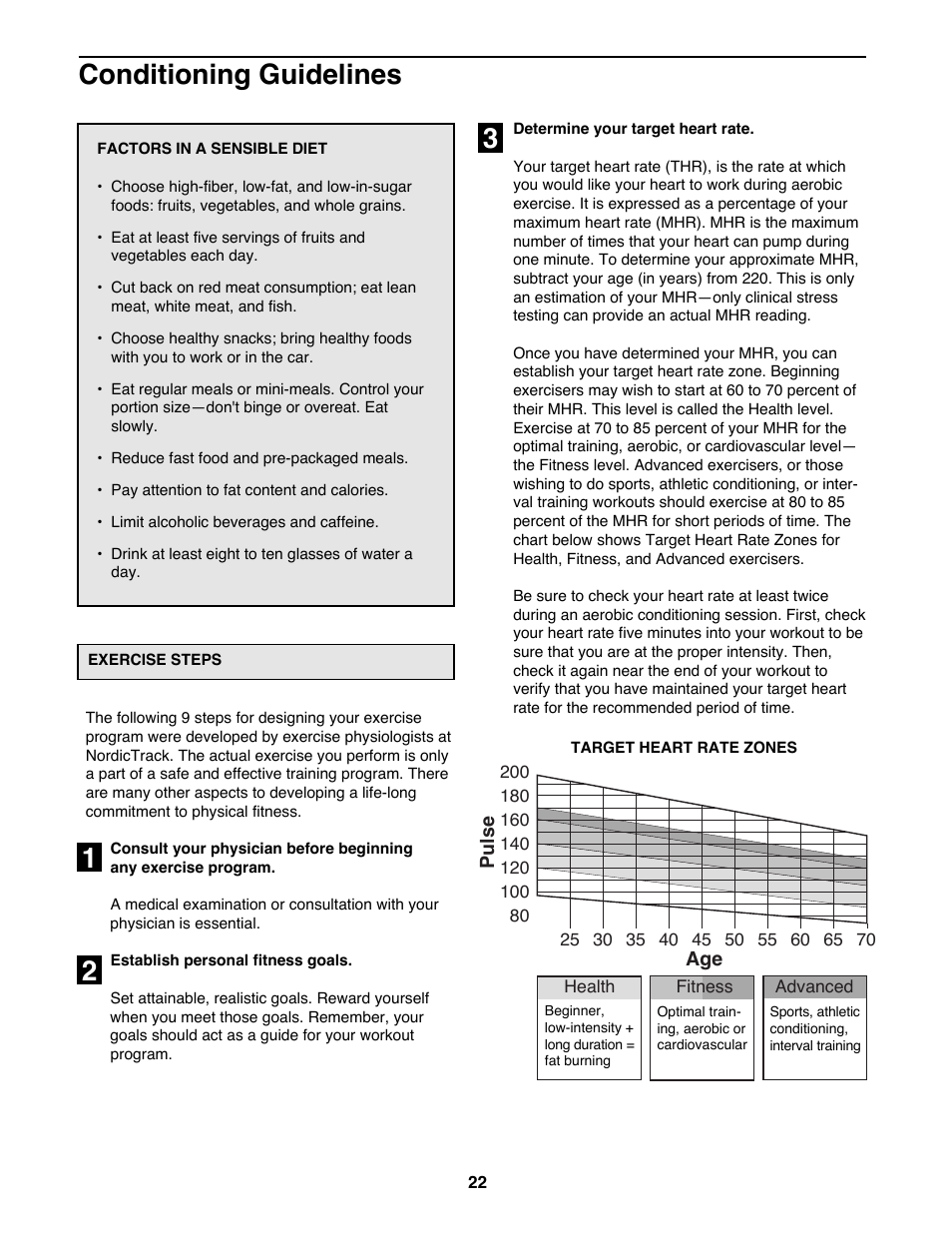 Conditioning guidelines | NordicTrack 831.298810 User Manual | Page 22 / 30