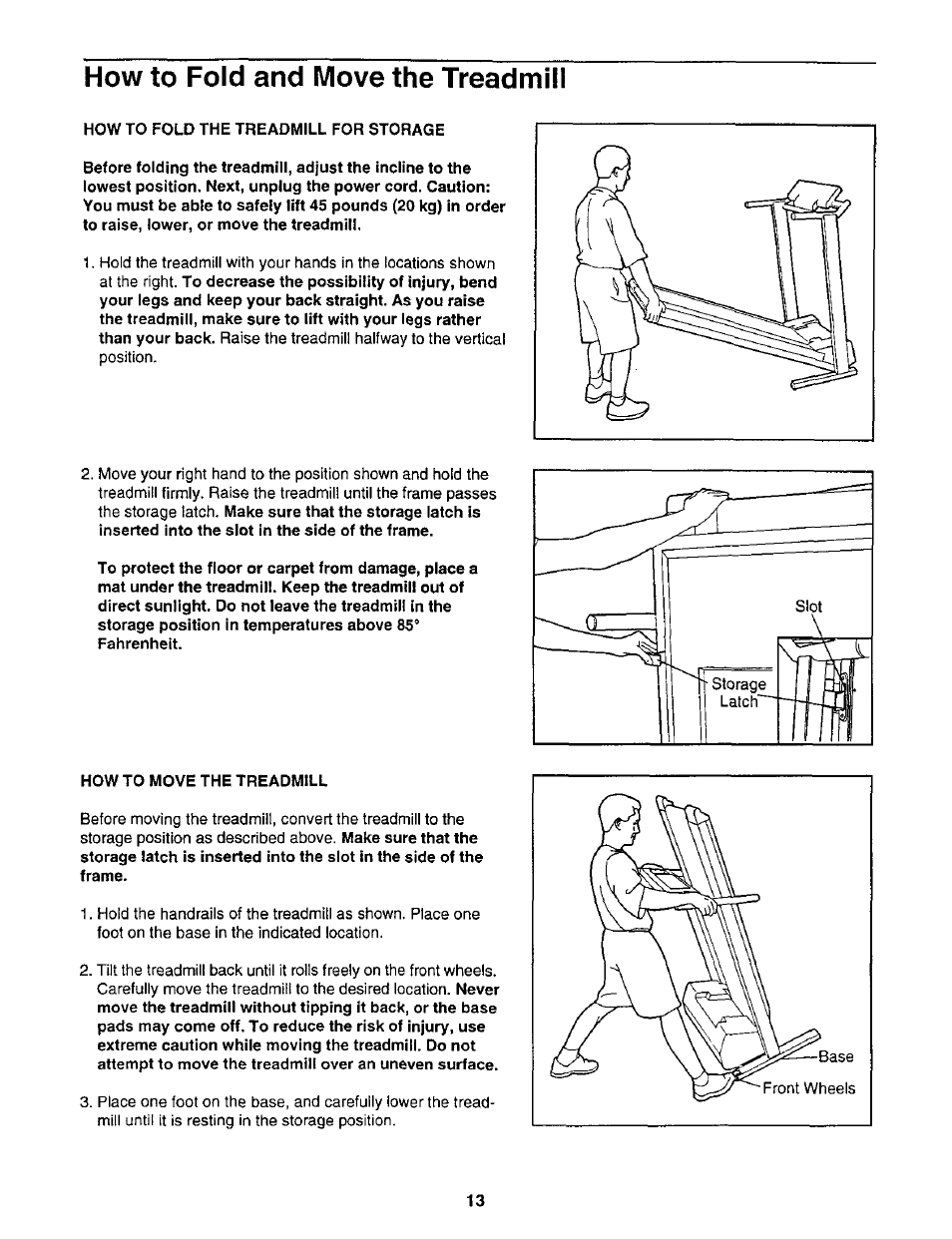 How to fold and move the treadmill | NordicTrack 831.2988 User Manual | Page 13 / 26