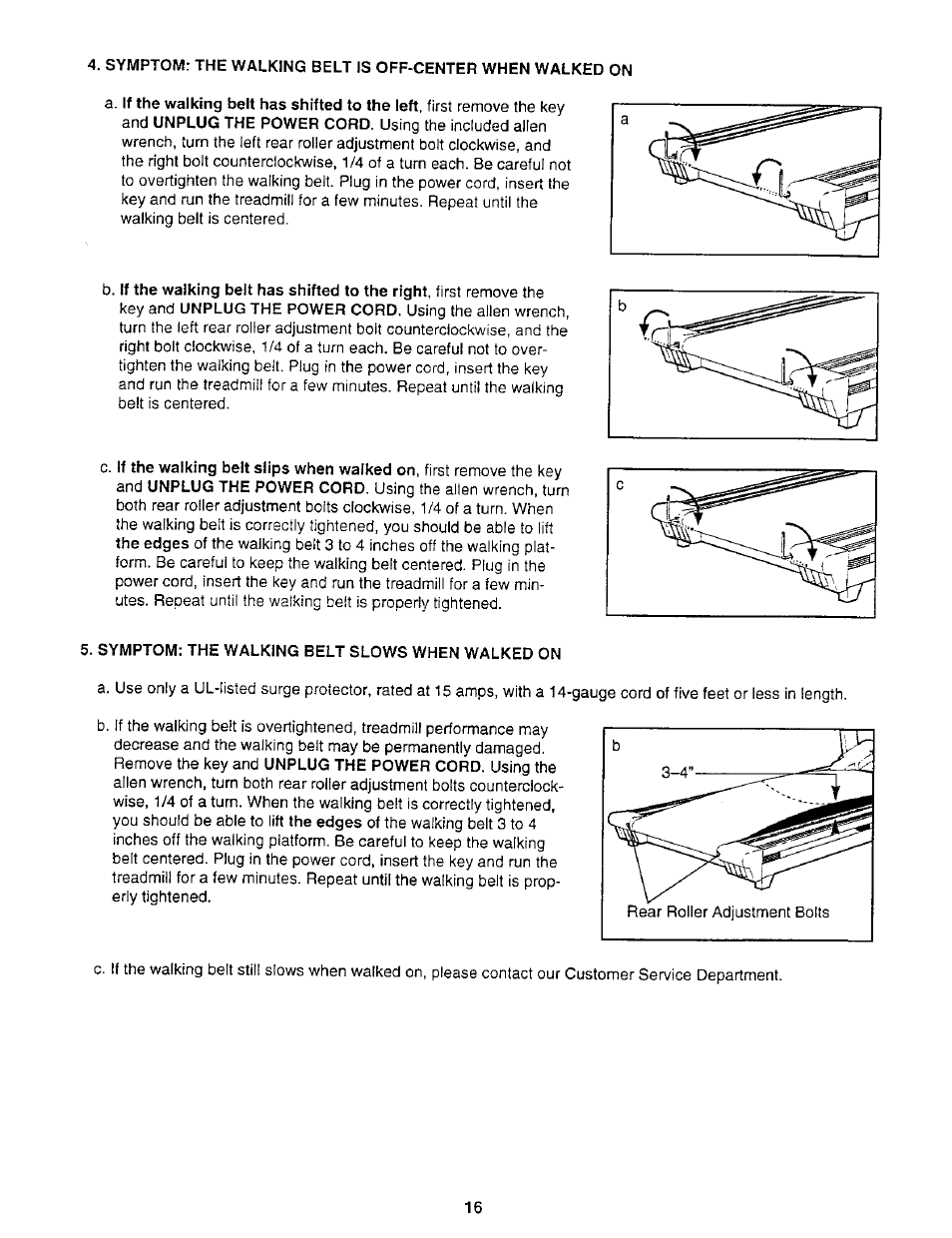 Symptom: the walking belt slows when walked on | NordicTrack 831.2988 User Manual | Page 16 / 26