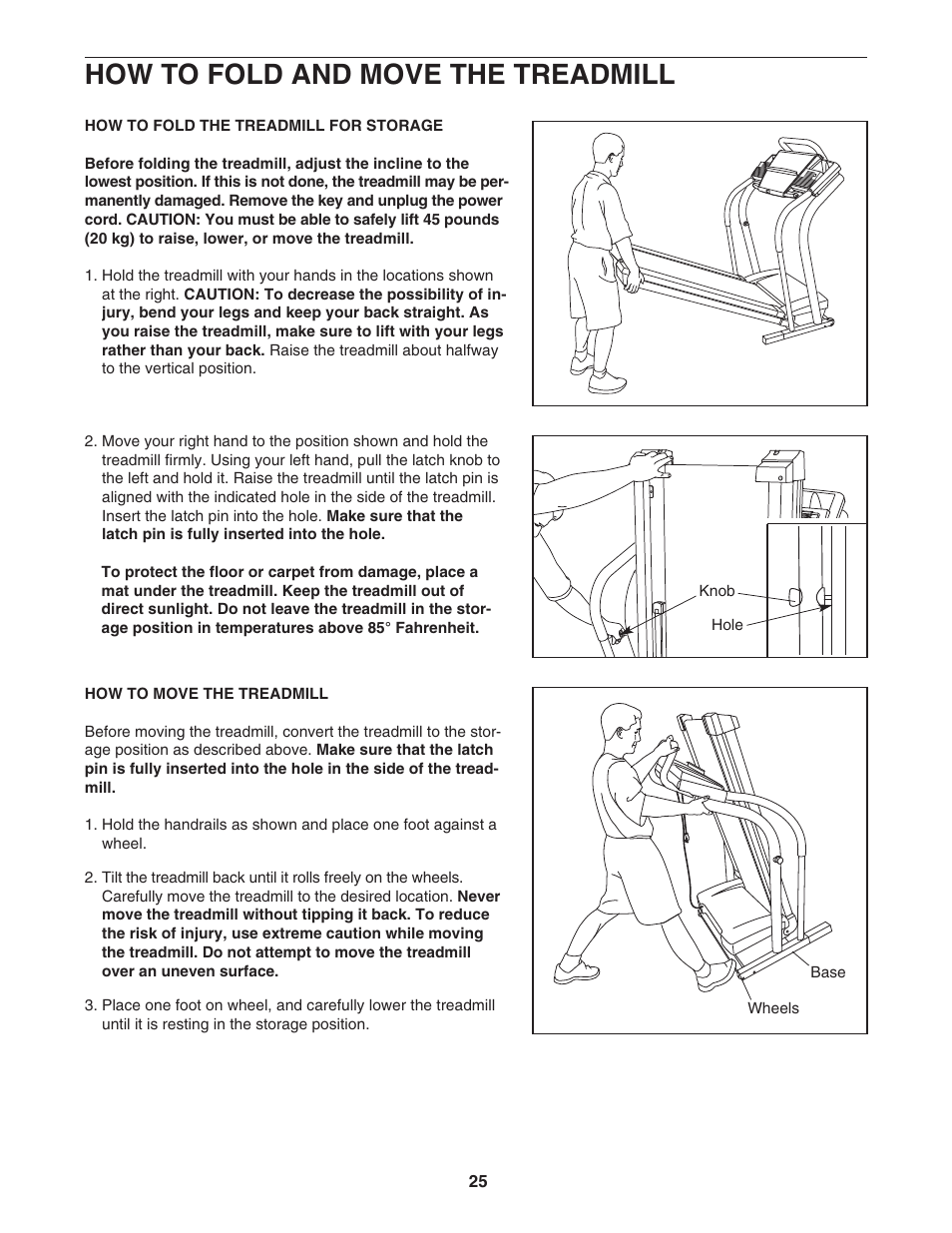 How to fold and move the treadmill | NordicTrack C 2300 NTL12943 User Manual | Page 25 / 34