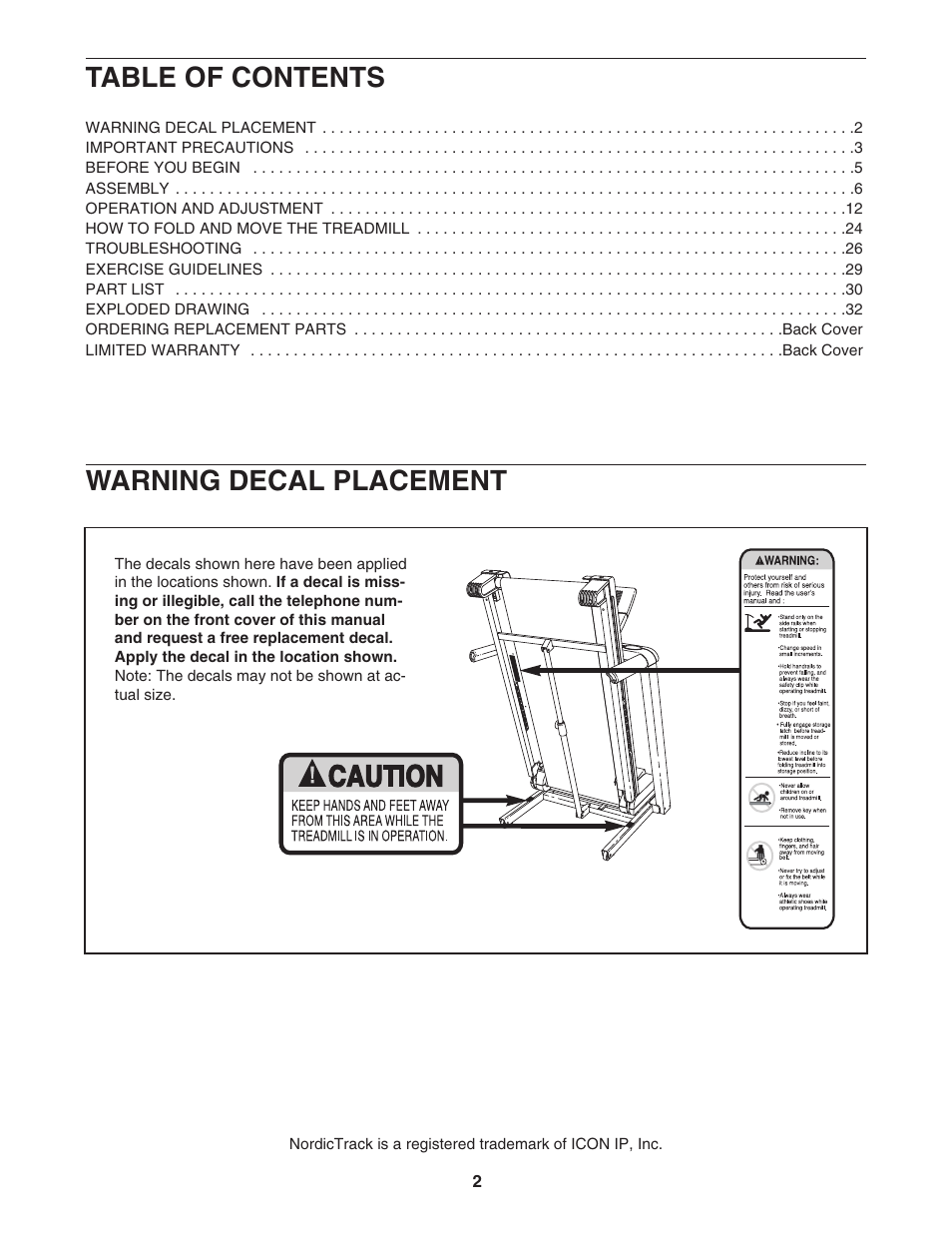 NordicTrack A2105 NTL06907.2 User Manual | Page 2 / 36