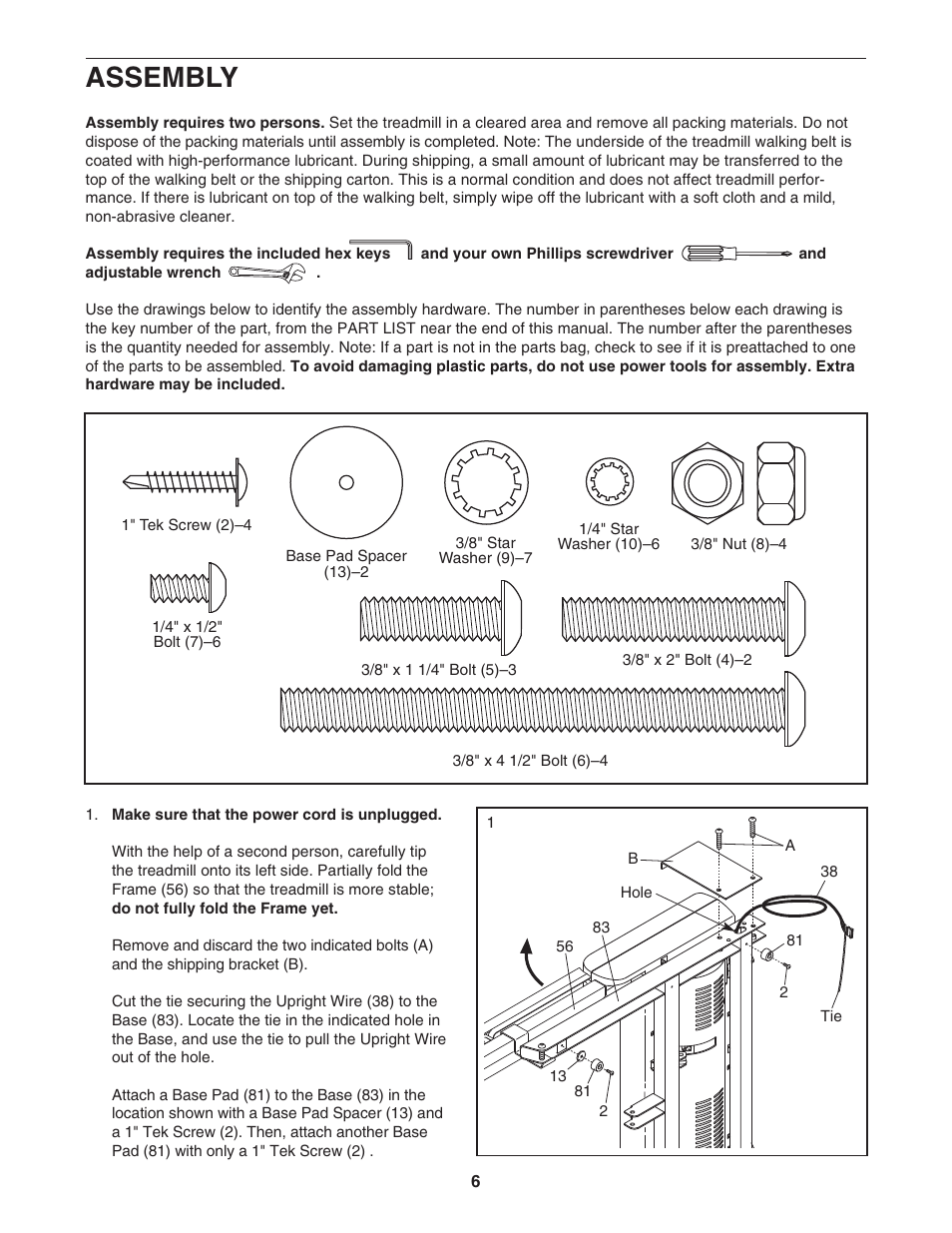 Assembly | NordicTrack A2105 NTL06907.2 User Manual | Page 6 / 36