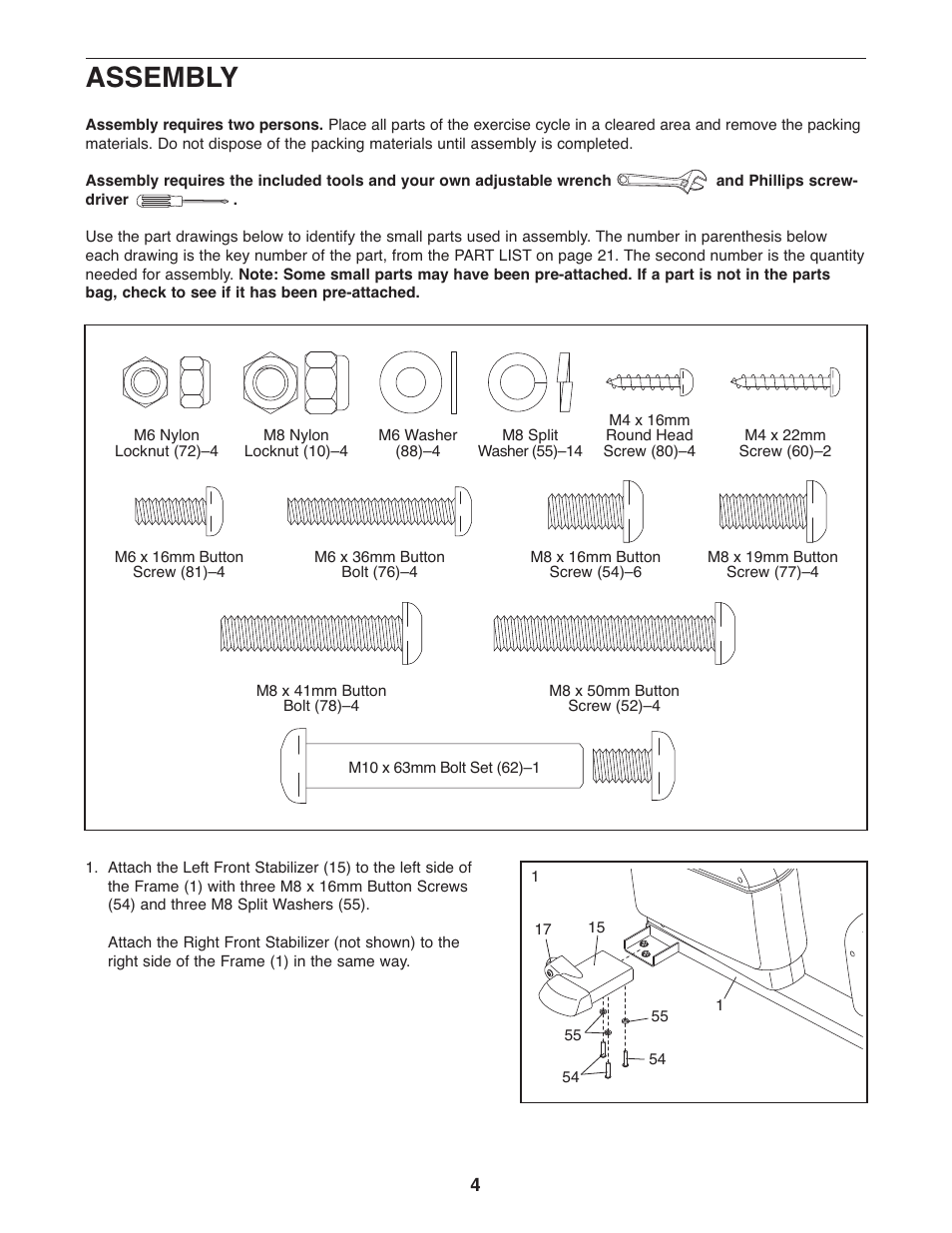 Assembly | NordicTrack NTC4015.2 User Manual | Page 4 / 24