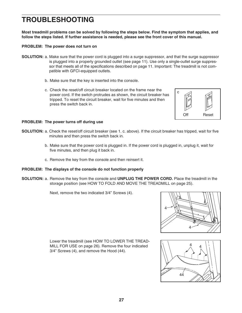 Troubleshooting | NordicTrack ELITE NTL16905.0 User Manual | Page 27 / 34